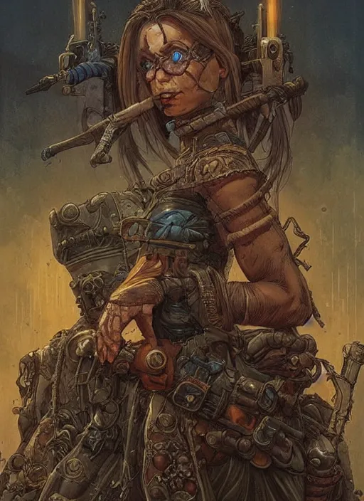 Image similar to hyper realistic photography portrait of postapocalyptic medieval religious occult amazon cinematic, brom, moebius, juan gimenez, peter mohrbacher