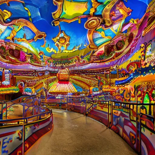 Prompt: photo - realistic, beautiful, cinimatic lunapark of liminal space