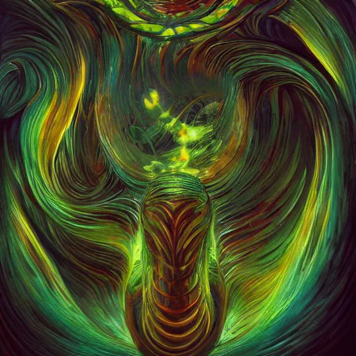 Image similar to photorealistic swirling abstract rendition of cthulu by michael whelan. hyperdetailed photorealism, 1 0 8 megapixels, amazing depth, glowing rich colors, powerful imagery, psychedelic overtones, 3 d finalrender, 3 d shading, cinematic lighting, artstation concept art