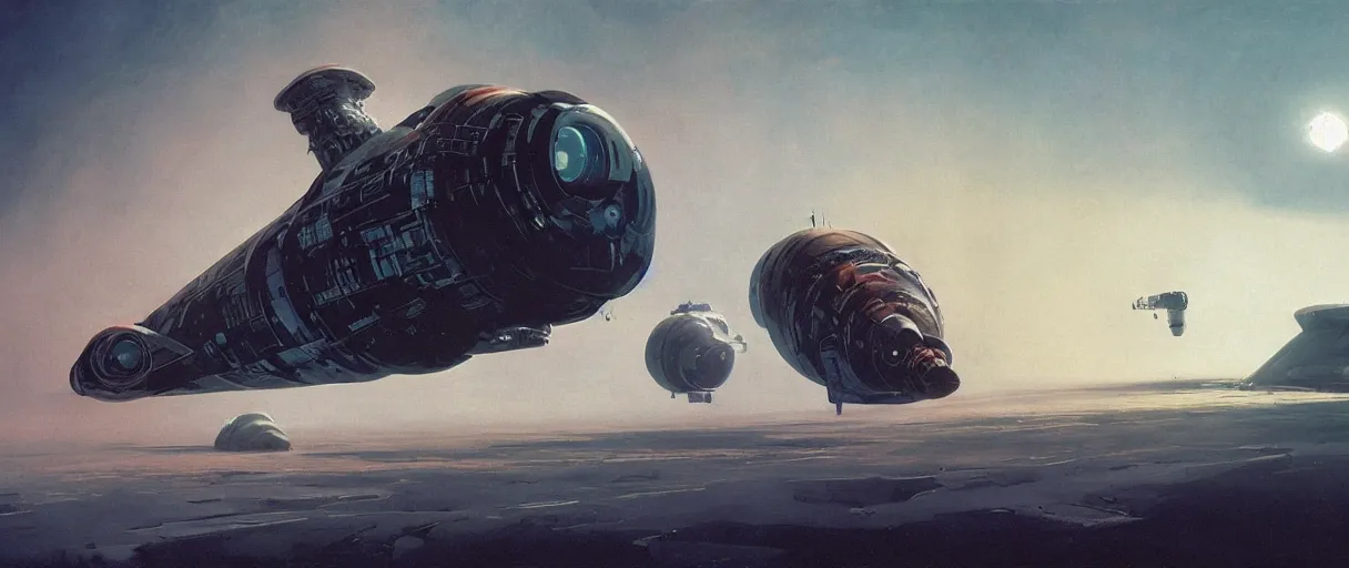 Image similar to concept art, exploration spaceship drifting in space, the expanse tv series, industrial design, immensity, wide angle, cinematic lighting, 4k, widescreen ratio, by sparth, beksinski