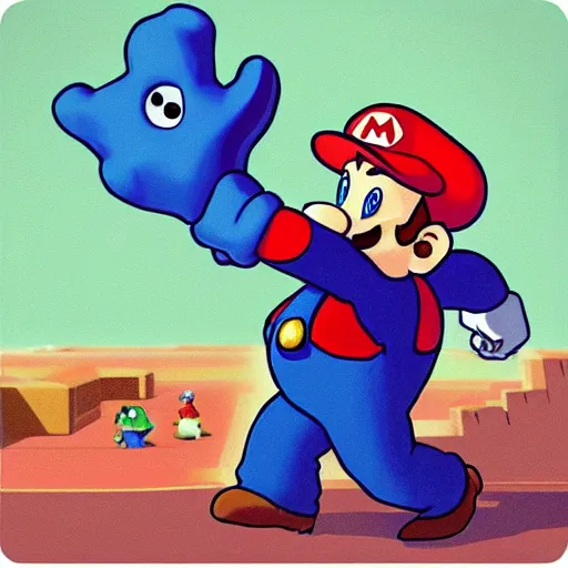 Image similar to “ mark zuckerberg as mario stomping a goomba ”