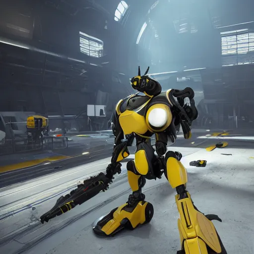Prompt: hard surface, robotic platform, based on bumblebee, unreal engine