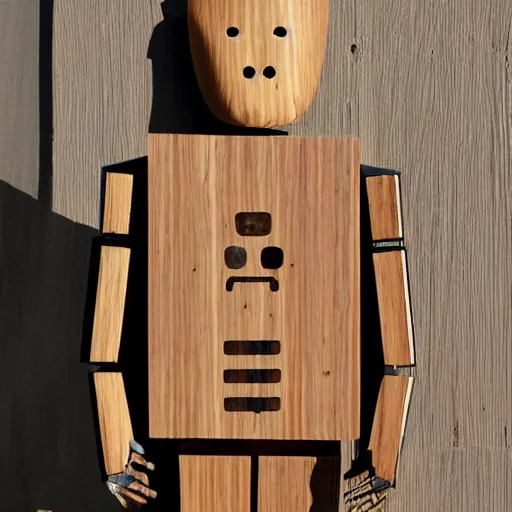 Prompt: robot wooden mask