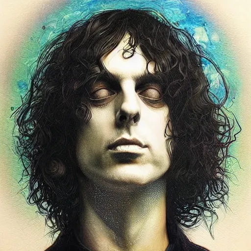 Image similar to amazing artgerm portrait of syd barrett as a preraphaelite painting, collaboration with j. scott campbell and artgerm with edward burn jones