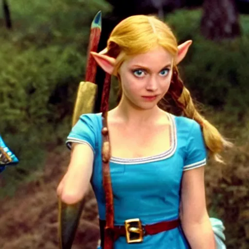 Image similar to Still of a movie adaptation of zelda, cinematic , technicolor