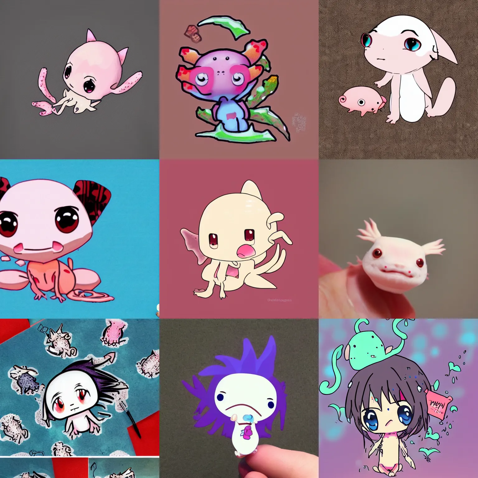 Prompt: the cutest anime chibi axolotl