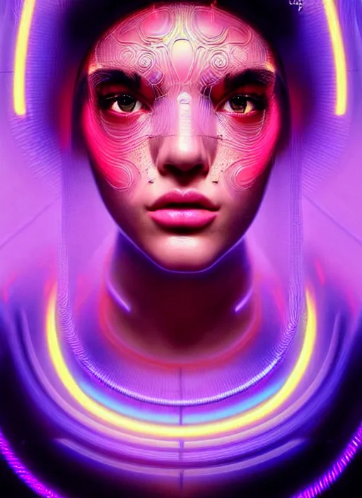 Prompt: a highly detailed photo of very intricate female face full body portrait, futurism, rococo cyber neon lighting, detailed futuristic fibonacci jewelry, profile posing, hyper photorealistic, crispy quality, digital photography, trending in pinterest, cinematic, 4 k ultra hd, art by pascal blanche, art by greg rutkowski, art by artgerm,