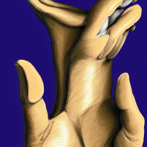 Image similar to anatomic study of an anthropomorphic fox hand with claws, anatomy hand study close up, digital art