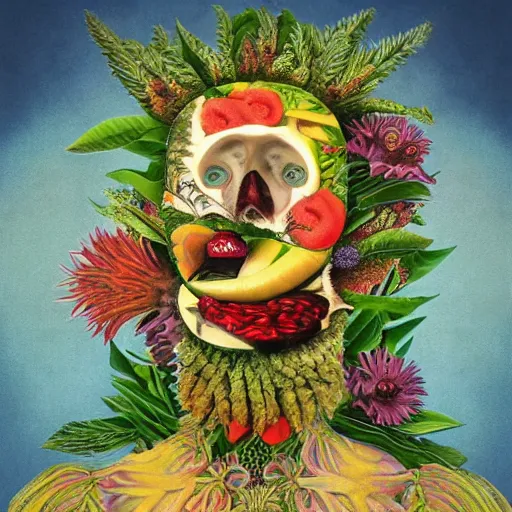 Image similar to new katzkab album cover, psychedelic, giuseppe arcimboldo