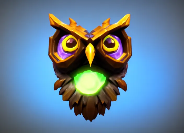 Prompt: owl head, stylized stl, 3 d render, activision blizzard style, hearthstone style, spyro style