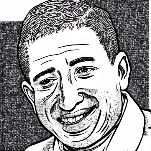 Prompt: glenn greenwald eating his own face in the style of katsuhiro otomo line art blended with pushead style