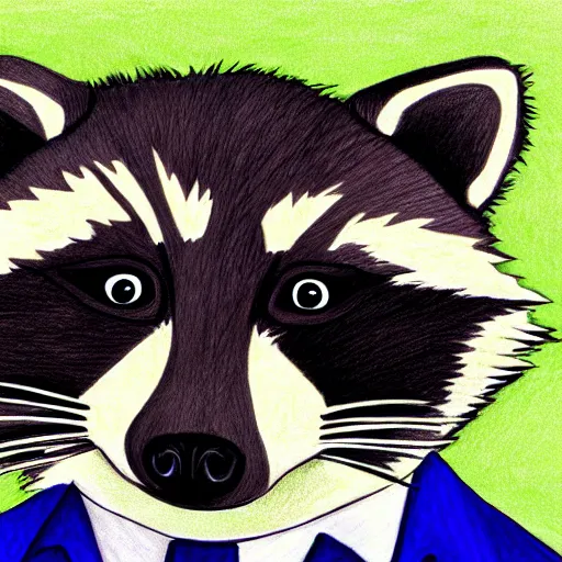 Image similar to raccoon in a suit. drawing. digital art