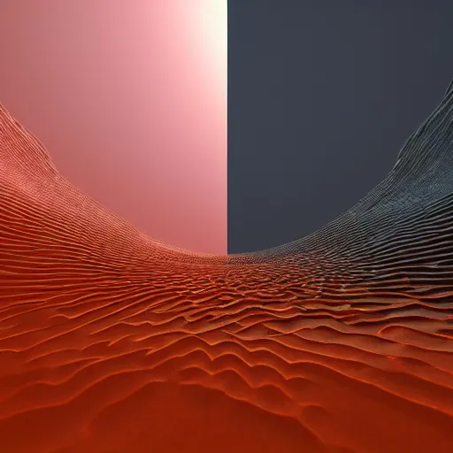 Prompt: wave - particle duality, octane render, xander steenbrugge, 8 k