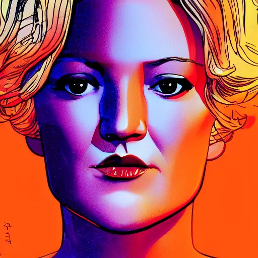 Prompt: kate hudson retro minimalist portrait by jean giraud, moebius starwatcher comic, 8 k