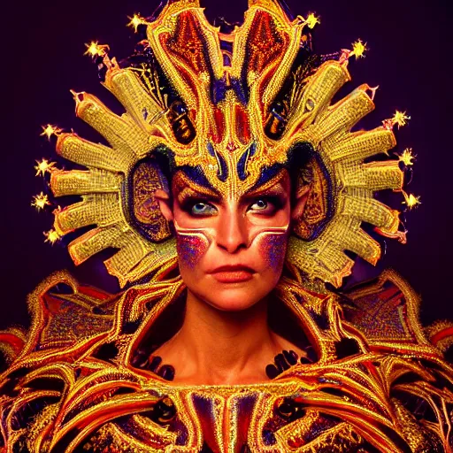 Image similar to uhd photorealisitc inspiring photo of a cosmic namekkian powered up. intricate details. ornate costume. glowing, powering up. hyperdetailed, accurate, global lighting. accurate face. symmetrical face. correct face. photo by annie leibowitz and steve mccurry