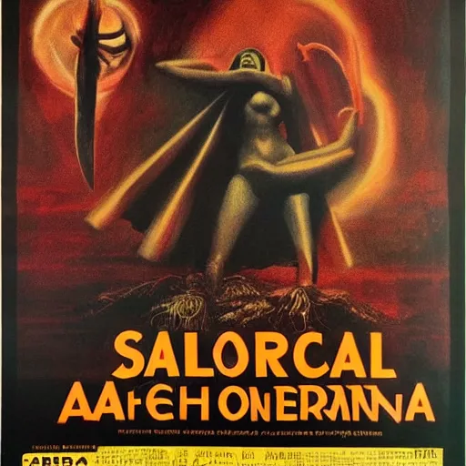 Image similar to 1 9 7 0 s spanish occult horror poster, italian supernatural horror film poster art, euro horror, 1 9 6 0 s, 1 9 7 0 s art, horror film poster