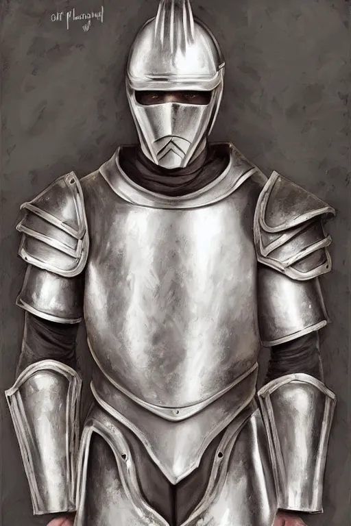 Image similar to a blonde male teenager wearing a silver plate armor, digital painting, digital art, oil painting, masterpiece, realistic and detailed face, profile picture, realistic, highly detailed, high quality, symmetrical, low contrast, trending on deviantart, soft colors, soft lighting, face portrait, beautiful, elegant, castle in the background, bokeh, artgem style