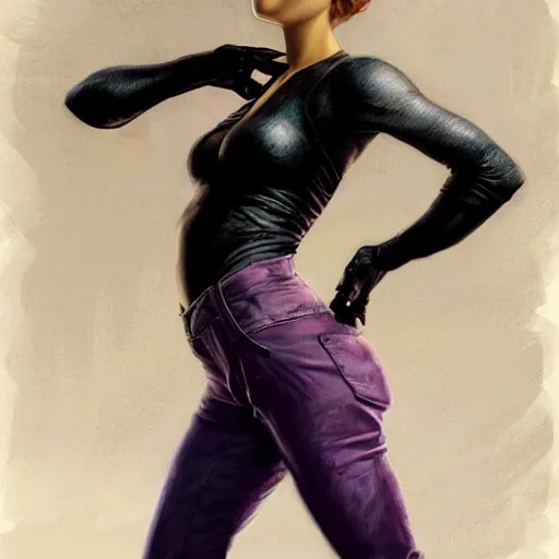 Prompt: a portrait of a woman wearing a white tank top and wearing lether gloves with black jeans and helmet, highly detailed, centered, digital painting, artstation, concept art, donato giancola, Joseph Christian Leyendecker, WLOP, Boris Vallejo, Breathtaking