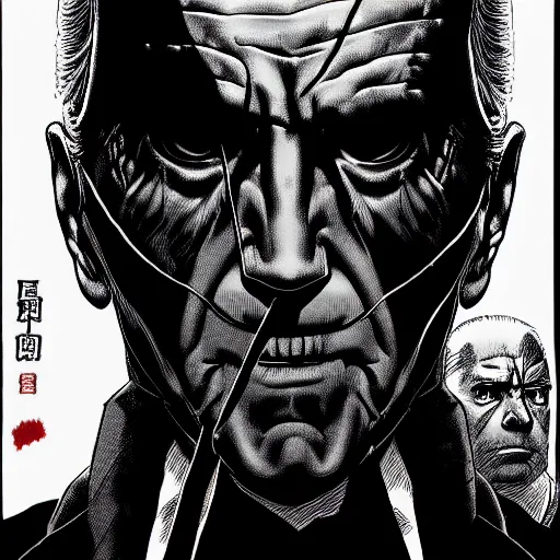 Image similar to Joe Biden looking sinister, by Tsutomu Nihei, highly detailed