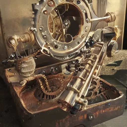 Image similar to steampunk record player, highly detailed, sharp focus