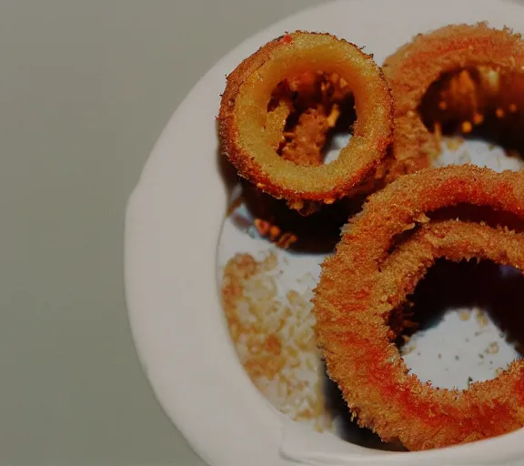 Prompt: color film still of the lord of the onion rings