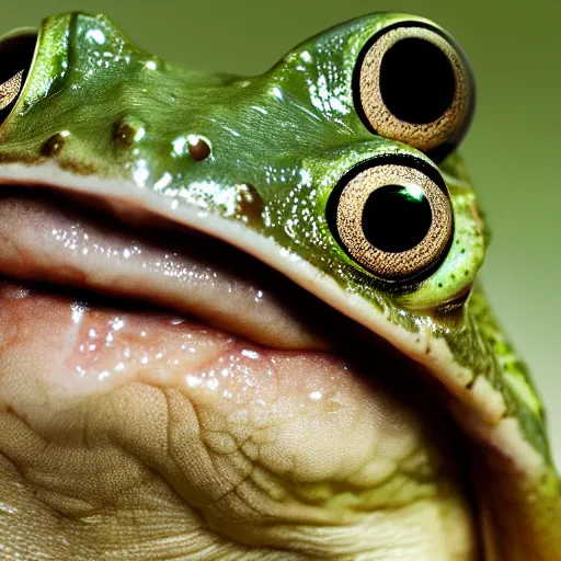 Image similar to closeup of a frog with the eyes of a house - fly, creature hybrid, high resolution photo, trending on artstation, 8 k