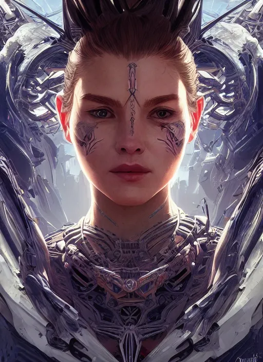 Image similar to symmetry!! portrait of post apocalypse nature alien in the style of horizon zero dawn, machine face, intricate, elegant, highly detailed, digital painting, artstation, concept art, smooth, sharp focus, illustration, art by artgerm and greg rutkowski and alphonse mucha, 8 k