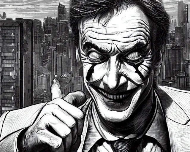 Image similar to portrait of saul goodman as the joker, gta loading screen, art by makoto shinkai and peter elson, bernie wrightson