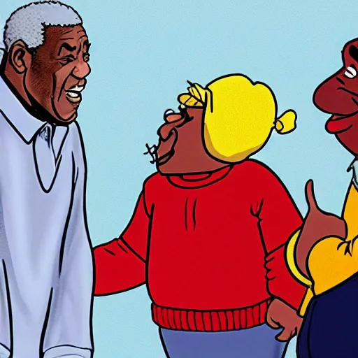 Image similar to fat albert talking to bill cosby