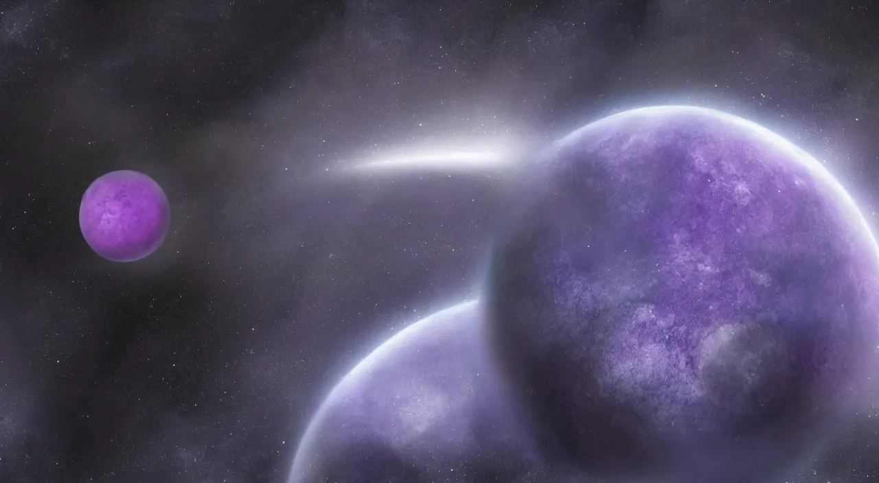 Prompt: a beautiful deep purple planet floating in the vast emptiness of space