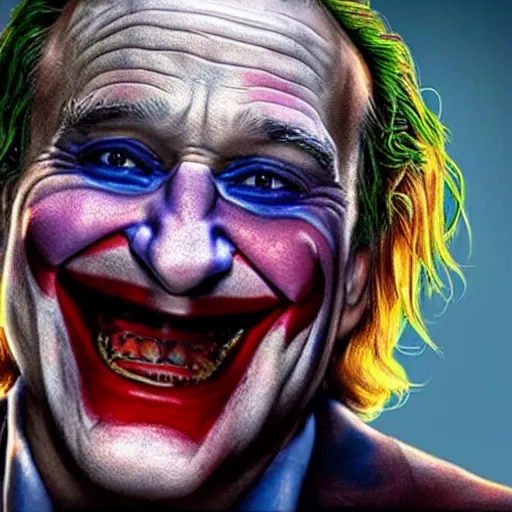 Image similar to (((Robin Williams))) playing The Joker 8k hdr amazing lighting