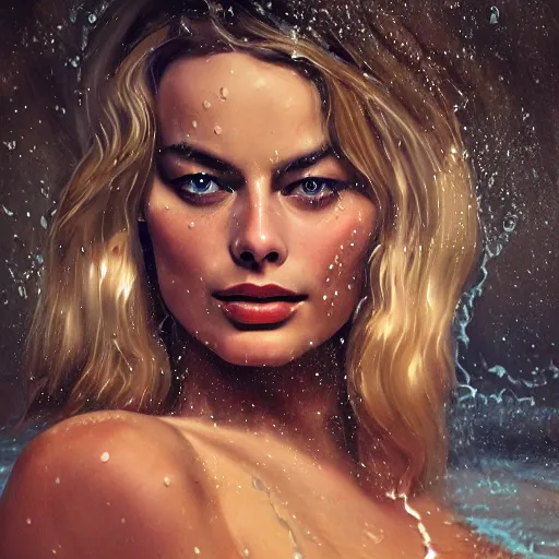 Image similar to margot robbie as water, award winning water photography, extremely detailed, artstation, 8 k, sensual lighting, incredible art, wlop, artgerm