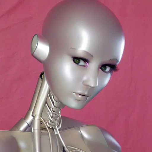 Prompt: a tender profile for a hajime sorayama robot woman.