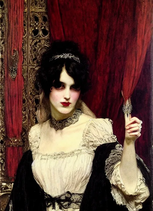 Prompt: ( ( gothic # ) ) princess portrait *. *. by edwin austin abbey * *, highly detailded