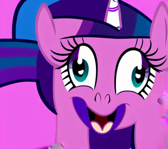 Image similar to photograph of Twilight Sparkle making a silly face, 8k resolution, high detail, ULTRA REALISTIC VFX, reflections, cinematic shot