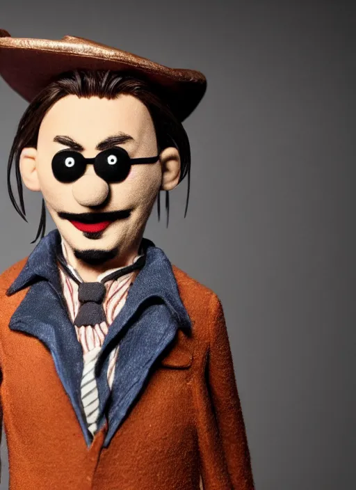 Image similar to studio portrait still of johnny depp as a muppet, 8 k, studio lighting, key light,