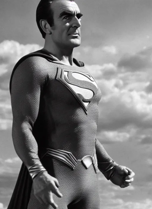 Image similar to film still of Sean Connery as Superman in Superman, 4k