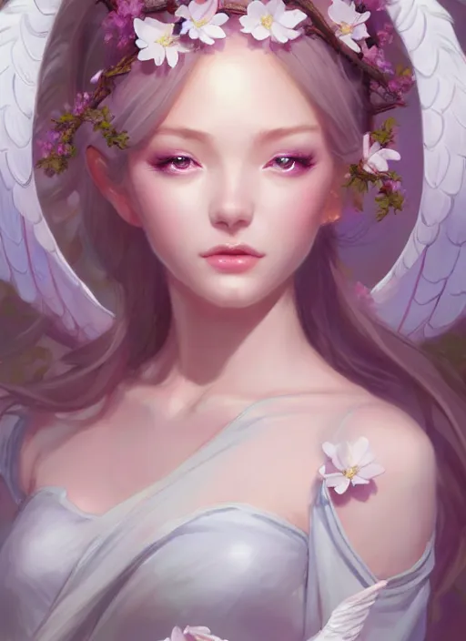 Image similar to character concept art of a goddess of magnolias as angelic young female | | seductive - fine - face, pretty face, key visual, realistic shaded perfect face, fine details by stanley artgerm lau, wlop, rossdraws, james jean, andrei riabovitchev, marc simonetti, and sakimichan, trending on artstation
