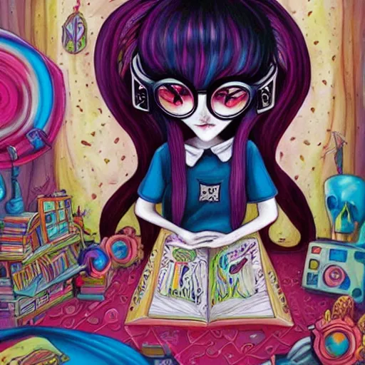 Image similar to lonely goth nerd sitting in cluttered room alone, by jeremiah ketner, aesthetic!!!, detailed, realistic, hyper realism, small details, goth aesthetic,