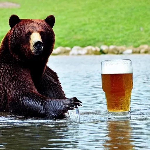 Image similar to bear drinking a beer