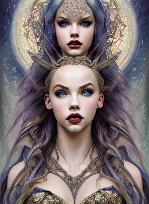 Prompt: ultra realistic illustration, a stunningly beautiful greek gothic goddess of chaos played by jordyn jones and dove cameron and margot robbie and taylor swift and megan fox and adriana lima, intricate, fractal flame, watercolor, elegant, highly detailed, digital painting, artstation, concept art, smooth, sharp focus, illustration, art by artgerm and greg rutkowski and alphonse mucha