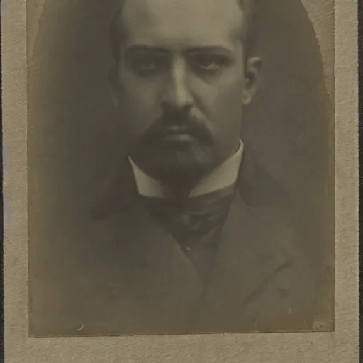 Image similar to victorian photograph of devlet bahceli, 1 8 9 0 s photography, 1 9 0 0, realistic face, symmetrical face, studio photograph, grainy, edwardian, old photo