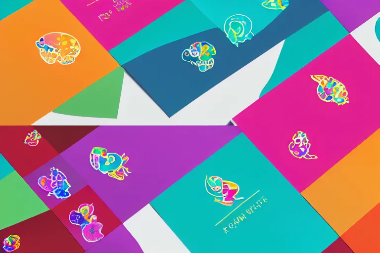 Prompt: colorful logo designs for fhk studio, made in adobe illustrator