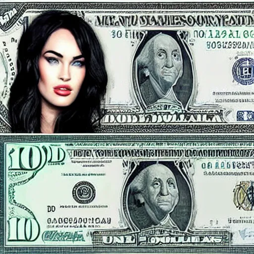 Image similar to us one! dollar!!! alternative! with the face of megan fox