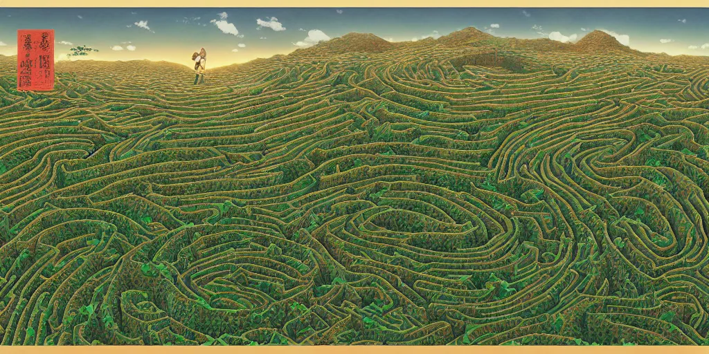 Image similar to the grand landscape of the endless maze, art by kotaro chiba