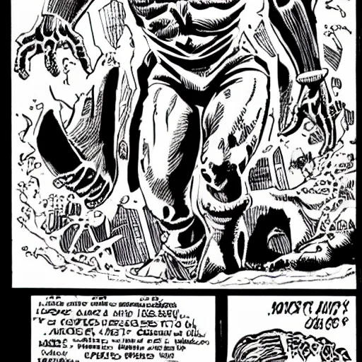 Prompt: Beetle as monster by Wally Wood