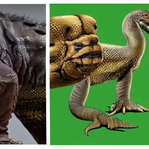 Image similar to boa constrictor and Komodo dragon mutant animal
