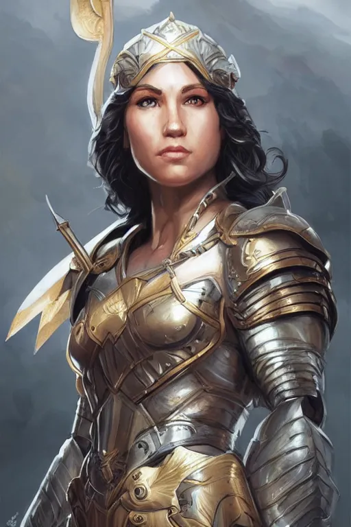 Image similar to amazon valkyrie athena, d & d, fantasy, portrait, highly detailed, headshot, digital painting, trending on artstation, concept art, sharp focus, illustration, art by artgerm and greg rutkowski and magali villeneuve