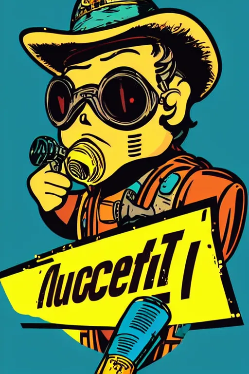 Image similar to fallout 7 6 retro futurist illustration art by butcher billy, sticker, colorful, illustration, highly detailed, simple, smooth and clean vector curves, no jagged lines, vector art, smooth andy warhol style