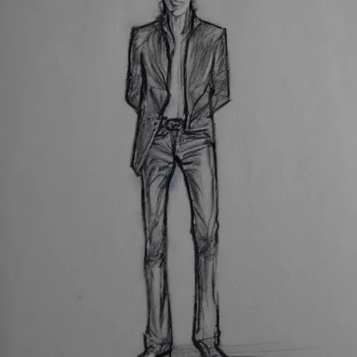 Prompt: David Bowie standing in pencil sketch style